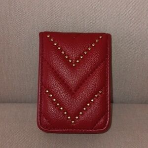 Fifth Avenue red leather studded jewelry makeup holder